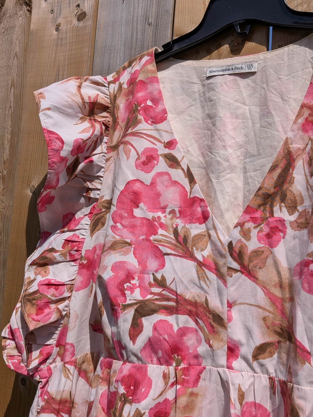 Abercrombie & Fitch White Floral Mini Dress with Pink and Brown Blossoms - Picture 4 of 7